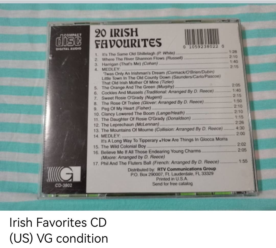 Irish Favorites CD (unsealed) (Category: CDs & DVDs) located in Dangcagan. Submitted by cd_haven5 (Listing ID 1466632043, Image 2). Description: #FORSALE #FORSALE #FORSALE #Authentic #Legit #Original We only sell original items. All items posted are on hand. Please message me for availability of the item/s because the items are also posted on my other online stores. All items are imported unless stated PH. We also accept Pre-orders. Payment Metho