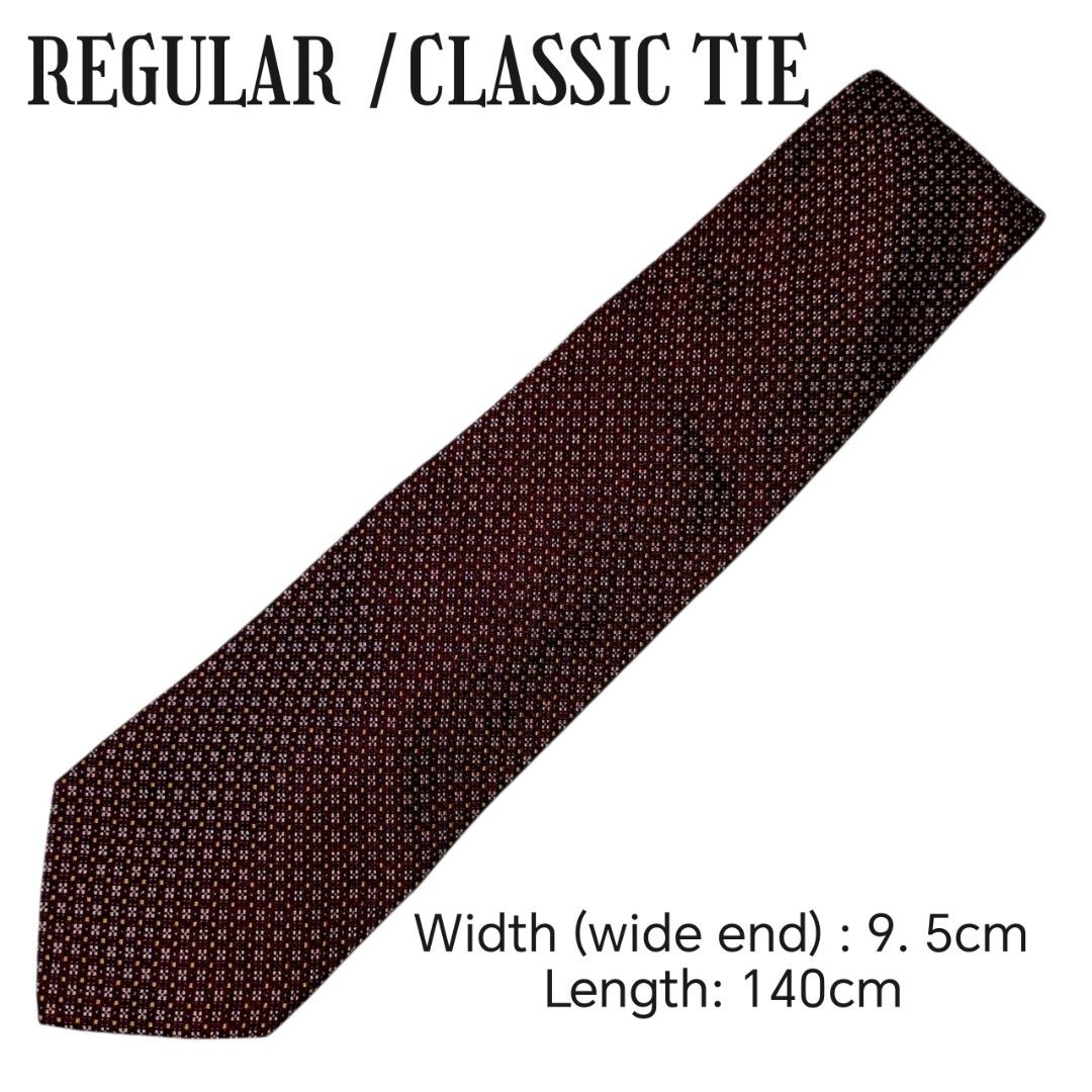 James Club Dark Red Gold Dot Micro Pattern Neck Tie (Category: Ties) located in Abucay. Submitted by gibzzz123 (Listing ID 1466646043, Image 2). Description: • All items are ON HAND and ready to be shipped/picked up. • Items are preloved/ukay, so please expect minimal signs of usage unless stated otherwise. • No major issues — good condition unless otherwise indicated in the listing. • Actual color may slightly vary due to lighting and screen set