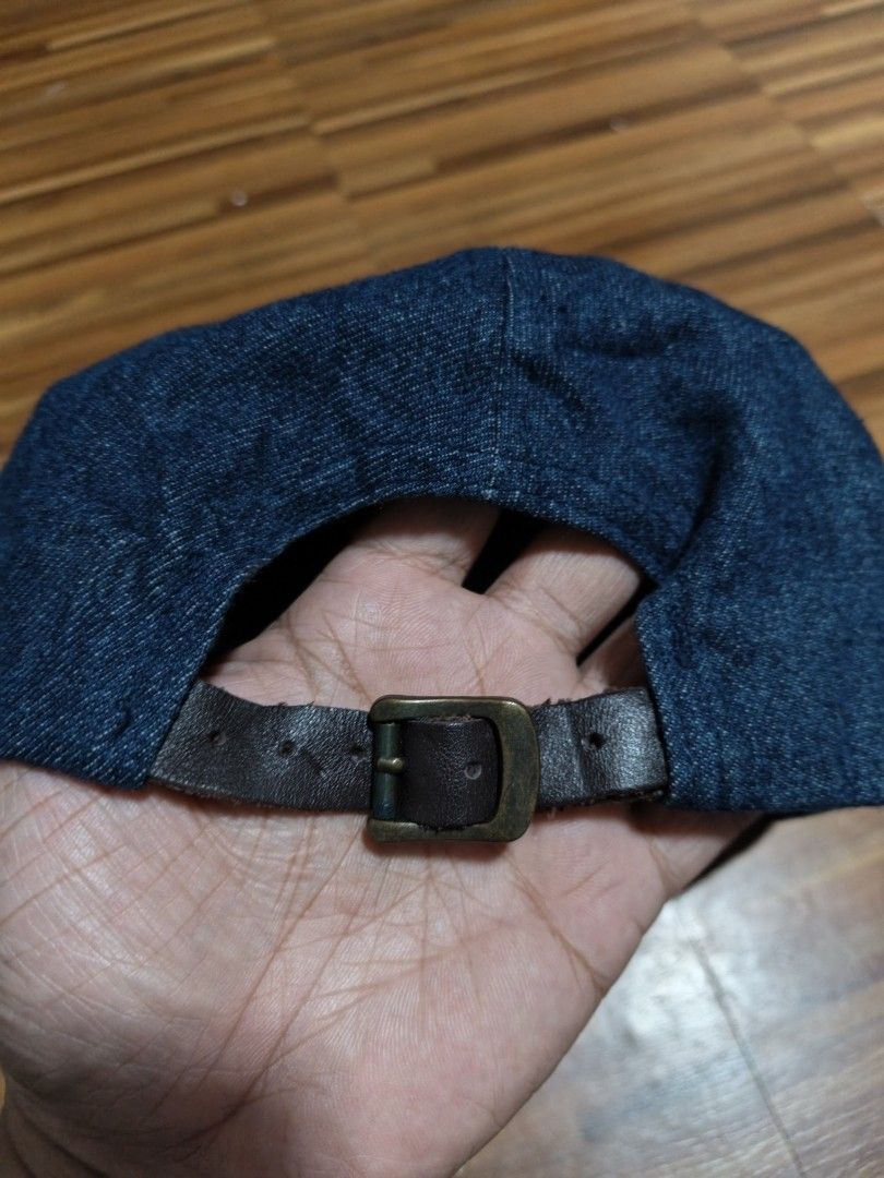 Japan Oldmans short brim hat indigo E patch leather strap amekaji wear work cap (Category: Caps & Hats) located in Taguig. Submitted by nextflip (Listing ID 1466730096, Image 3). Description: Japanese Vintage Style Denim Short Brim Mechanic Work Cap (Letter "E") excellent condition no issue fits most.