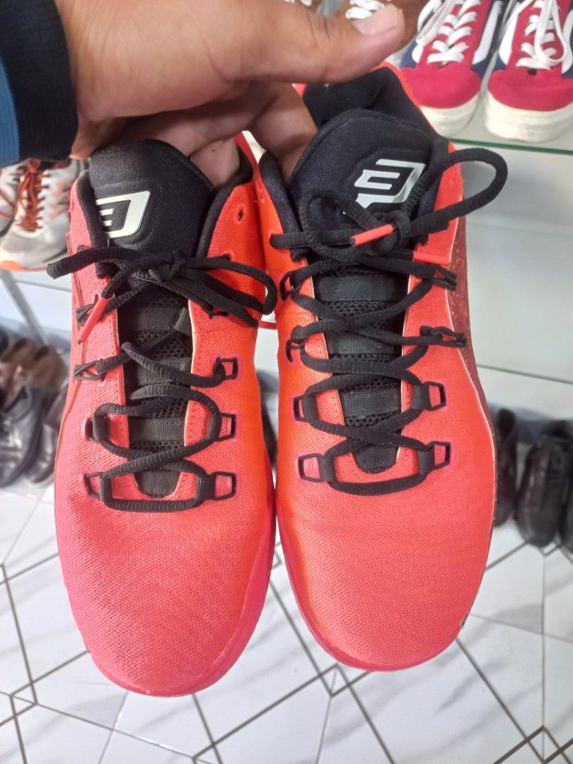 Jordan Basketball Shoes Red Size 9 US (Category: Sneakers) located in Kalibo. Submitted by jofit2ndhandshoes (Listing ID 1466579921, Image 3). Description: - Brand: Jordan - Color: Bright red with black laces and white Jumpman logo - Features: Textured red upper with speckled details near the toe - Size: 9 US - Price: ₱2,700 - Condition: Ready to ship, grab them while available!.