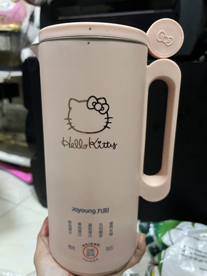 Joyoung x Hello Kitty Soymilk Maker Blender Pink (Category: Juicers, Blenders & Grinders) located in Manila. Submitted by janetecson05 (Listing ID 1466650673, Image 1). Description: - Authentic Joyoung x Kitty collaborative multi-functional cooker and blender - Gorgeous pastel pink design with cute Kitty front graphics and stylish gold accents - Multi-functional with preset settings for fruit juice, soy milk, boiling water, and grains - Space-sav