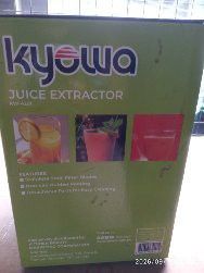 Kyowa Juice Extractor KW-4207 (Category: Juicers, Blenders & Grinders) located in Bacoor. Submitted by hahaziah (Listing ID 1466607047, Image 1). Description: - Brand: Kyowa - Model: KW-4207 (White unit) - Condition: Brand new, unopened, and factory sealed (box has minor shelf wear) - Features: Built-in pulp container and safety lock mechanism - Benefits: Ideal for homemade fruit and vegetable juices with easy-to-clean parts.