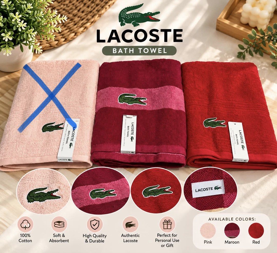 Lacoste Bath Towel (Category: Bath) located in Santa Rosa. Submitted by ninaparis (Listing ID 1466633372, Image 1). Description: Original Lacoste Towel .
