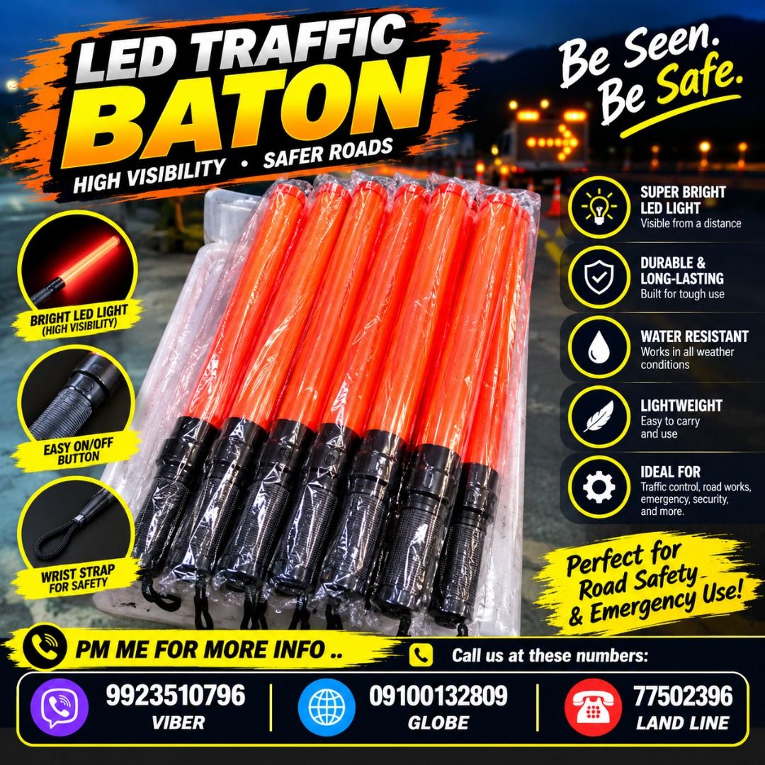LED TRAFFIC BATON (Category: Looking For) located in Paranaque City. Submitted by buynowbilikanow (Listing ID 1466626048, Image 1). Description: ✅ Guaranteed lowest price ✅ Quality products ✅ Big discount for bulk orders ✅ 100% LEGIT TRUSTED SUPPLIER! ✅ With Complete Legal Documents ✅ BIR Registered We Supply All Kinds Of PPE Supplies, Raincoat, Hard Hat, Cooler Box, Plastic Trash Bin, Road Barriers, Kayak Boats, Crystal Kayak, Traffic Cone, T-Bo