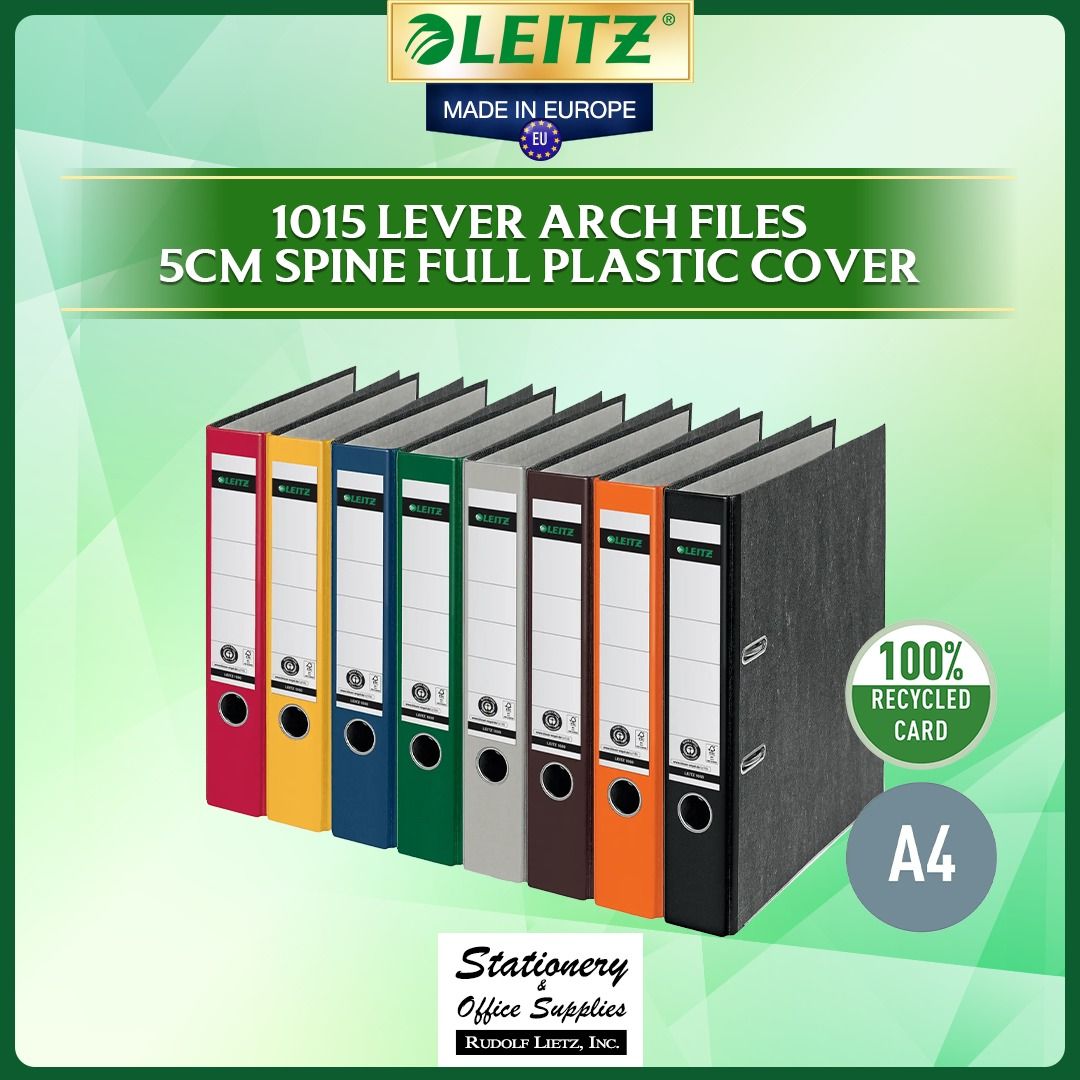 Leitz 1015 Black Lever Arch File Office Binder (Category: Stationery & School Supplies) located in Paranaque City. Submitted by rudolflietzinc (Listing ID 1466629198, Image 1). Description: - Authentic Leitz lever arch file made in Europe - Classic black color with a durable textured cover finish - Secure 2-ring mechanism for holding punched documents - Metal spine hole for easy shelf retrieval - Includes a spine label slot for easy subject taggi