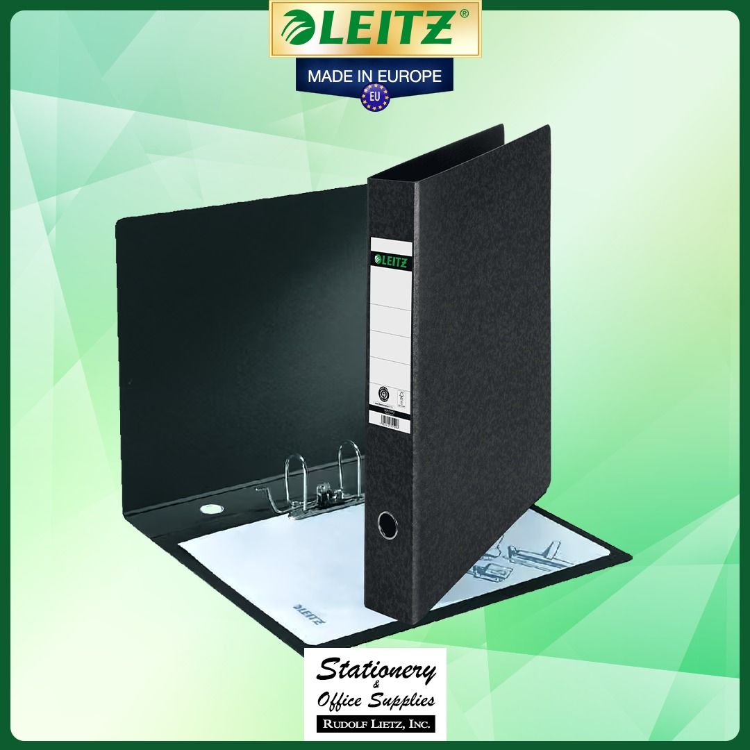 Leitz 1072 Lever Arch Board Files 8cm Spine (Category: Stationery & School Supplies) located in Paranaque City. Submitted by rudolflietzinc (Listing ID 1466630398, Image 3). Description: - Authentic Leitz lever arch file (Model 1072), Made in Europe - Durable board material with a spacious 8cm spine - Reliable 180-degree mechanism for quick and easy filing - Includes a spine paper label pocket and finger ring for convenient shelf retrieval - Dime