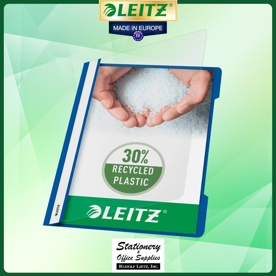 Leitz 4191 See-Through Transparent Front Cover File Folder (Category: Stationery & School Supplies) located in Paranaque City. Submitted by rudolflietzinc (Listing ID 1466648280, Image 2). Description: - Brand: Leitz 4191 - Material: Eco-friendly 30% recycled polypropylene film (Made in Europe) - Capacity: Holds up to 60 sheets of A4 paper - Design: Transparent front cover with grip cutout on the back - Mechanism: Standard 80mm hole punching stap
