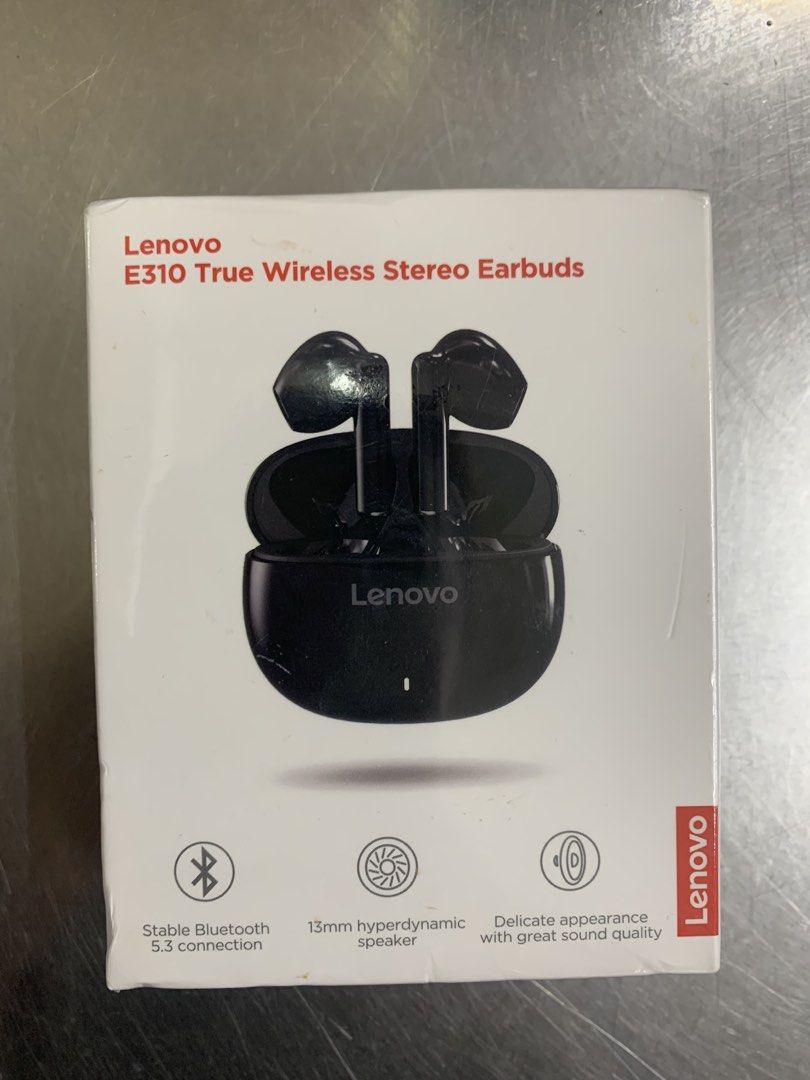 Lenovo E310 True Wireless Stereo Earbuds (Category: Earphones) located in Quezon City. Submitted by reydsss (Listing ID 1466641207, Image 1). Description: - Brand: Lenovo E310 Wireless Earbuds - Color: Sleek Black - Condition: Brand new, factory-sealed in box - Manufacturing Date: January 2025 - Connectivity: Stable Bluetooth 5.3 - Audio: 13mm hyperdynamic speakers for great sound - Battery: 30mAh earbuds + 280mAh charging case.