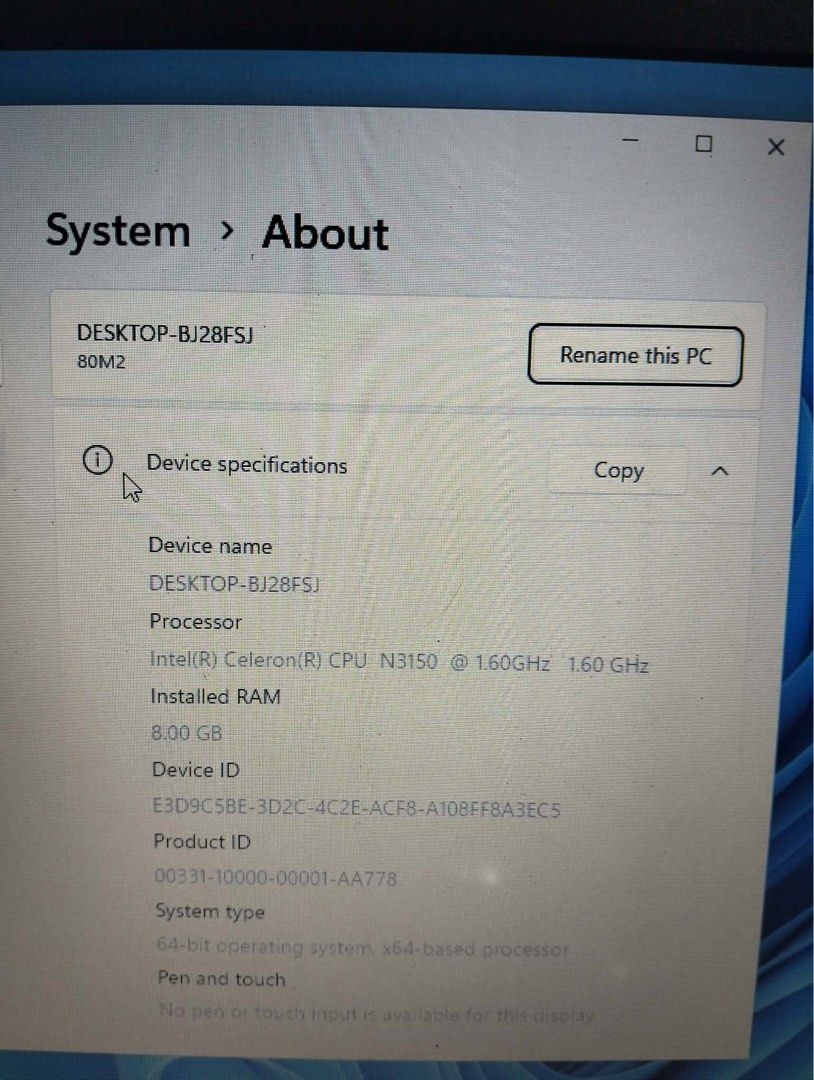 Lenovo IdeaPad 300 Celeron 8GB RAM Laptop (Category: Laptops & Notebooks) located in Manila. Submitted by quickcloud-8e4a6b (Listing ID 1466568913, Image 2). Description: Lenovo 14inch 8gb ram 500gb hdd Winodws 11 pro Os Basic apps Issue:battery lang nagagamit pag nakasaksak charger Kasama na charger .