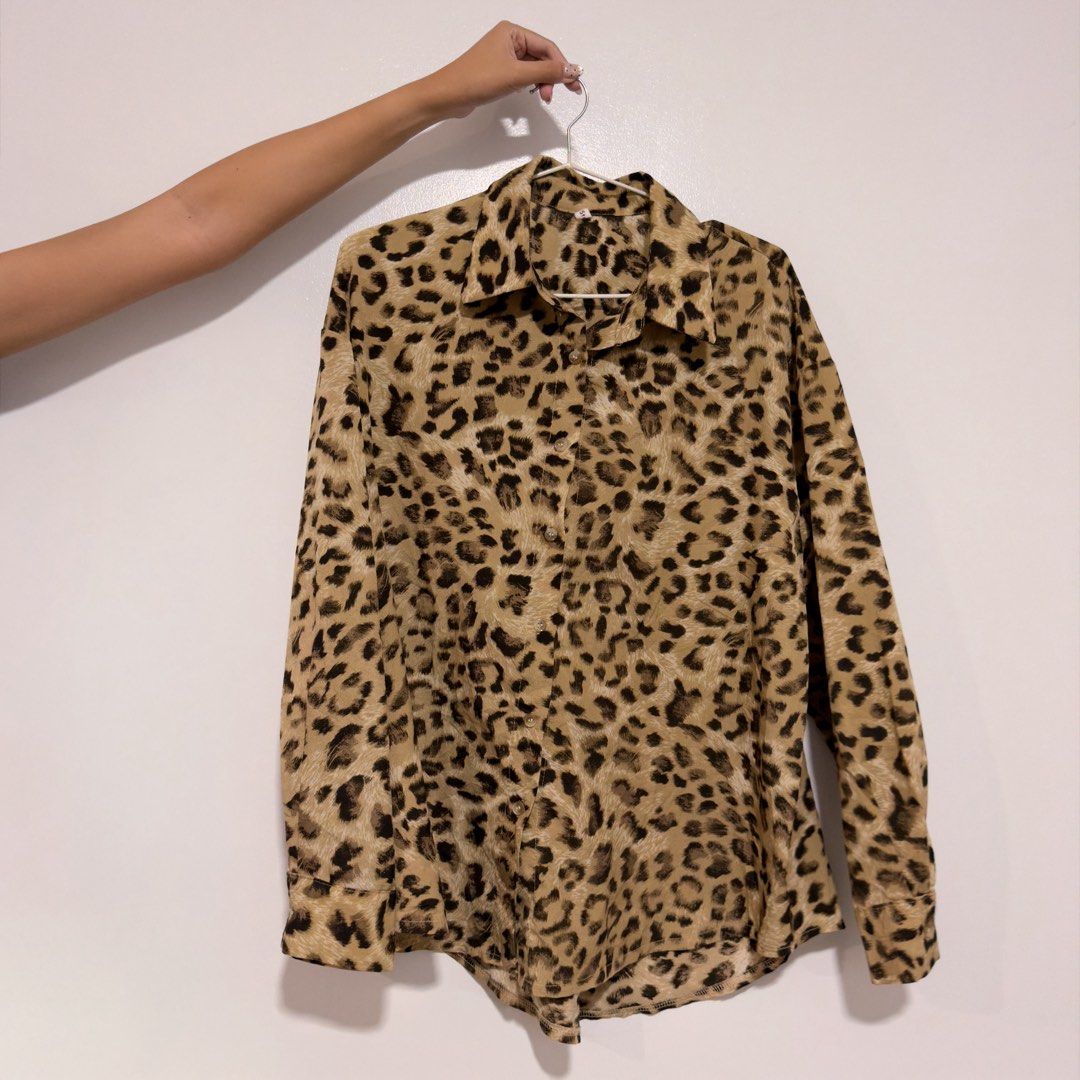 leopard print button down (Category: Longsleeves) located in Cebu City. Submitted by cuteoncue (Listing ID 1466614566, Image 2). Description: large-xxl.