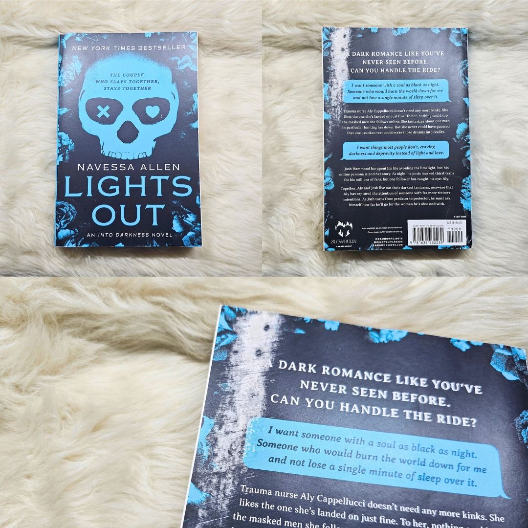Lights Out by Navessa Allen [VISIBLE FLAW] (Category: Storybooks) located in Quezon City. Submitted by alxchng (Listing ID 1466685041, Image 2). Description: Selling Lights Out by Navessa Allen by PHP450. Never read nor used, but minor flaw is the scuff mark on the back of the book cover due to shipping. Purchased in the US. Kindly manage your expectations ❤️ Publisher: Slowburn / Zando Language: English Paperback: 416 pages ISBN-10: 163******9 I