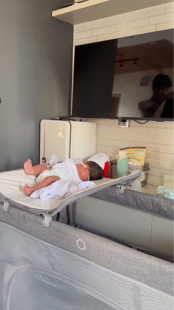 Looping Foldable Pack n Play Crib Co-sleep Play pen (Category: Cots & Cribs) located in Malolos. Submitted by ejvdaria (Listing ID 1466596010, Image 2). Description: Original price: 10k-11k Bought for my 3rd baby so we can have a safe space for him in the living area since i have two older kids (6yo & 3yo) - Colour: Grey - Condition: Clean and well-maintained - Material: Sturdy metal frame with breathable mesh sides - Includes: Comfortable paddin