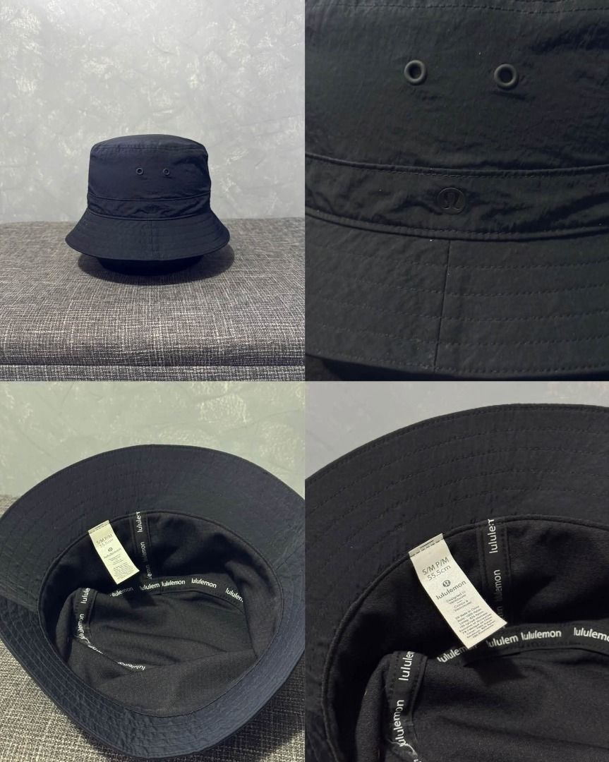 Lululemon Black Bucket Hat Size S/M 57.5cm (Category: Caps & Hats) located in Baguio. Submitted by stockedclothing047 (Listing ID 1466745864, Image 1). Description: LULULEMON BUCKET HAT (EXCELLENT CONDITION) SMALL TO MEDIUM - Brand: Lululemon - Color: Solid Black - Size: S/M (57.5 cm circumference) - Design: Subtle tonal logo embroidery near the brim - Features: Metal eyelet ventilation vents and interior tape branding - Material: Lightweight and