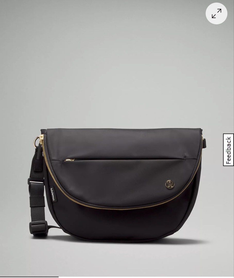 Lululemon Festival Bag (Category: Cross-body Bags) located in Anao. Submitted by declutterwithme0520 (Listing ID 1466585397, Image 2). Description: eta October 26 Good as new - Brand: Lululemon - Color: Classic Black with premium gold hardware - Style: Curved half-moon crossbody bag - Features: Secure top flap and handy exterior zipper pocket - Strap: Adjustable for a custom fit - Condition: Clean interior lining - Ideal for: Everyday errands, ca