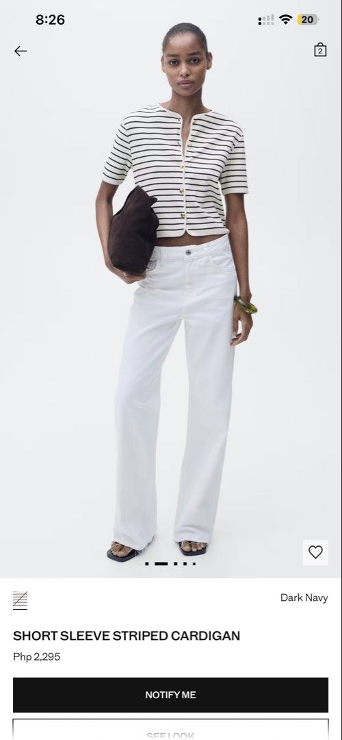 Mango - Short Sleeve Striped Cardigan (Category: Blouses) located in Manila. Submitted by aera_song (Listing ID 1466696126, Image 2). Description: Orig Price is ₱2,295 Size is XS.