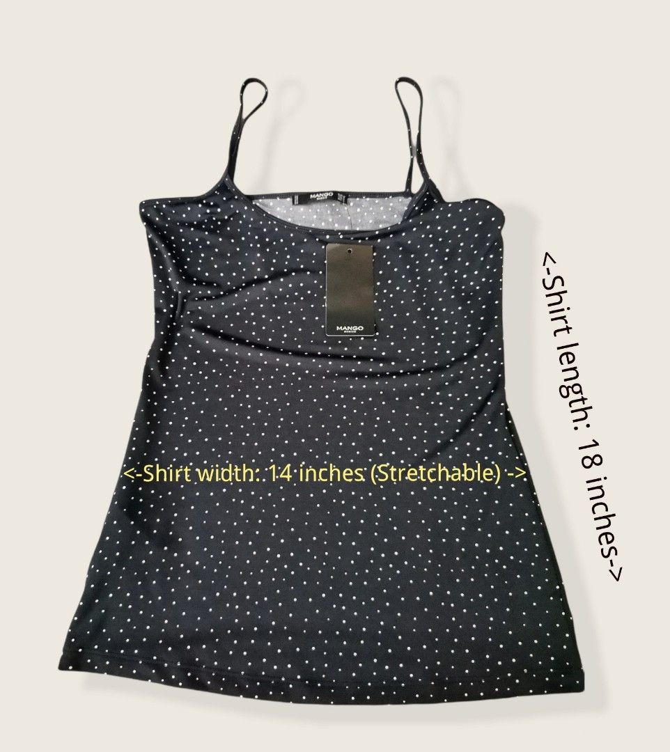 Mango Womens Dark Blue Micro Dot Design Stretchable Tank- top (Category: Sleeveless) located in Bacoor. Submitted by nineties_kid (Listing ID 1466705979, Image 1). Description: >====> Mango Womens Dark Blue Micro Dot Design Stretchable Tank- top Brand-new Color: Dark Blue Size: Small Blouse length: 18 inches Blouse width: 14 inches (Can expand up until 18 inches) _________________ ▶LBC Cash on Pick-up (C.O.P) Offer nation-wide delivery, as long a