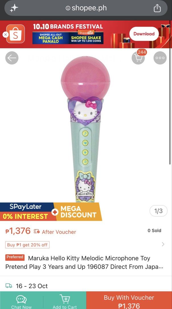 Maruka Sanrio Hello Kitty Melodic Microphone Toy (Category: Interactive Toys) located in Paranaque City. Submitted by dalle_closet (Listing ID 1466594524, Image 2). Description: working well with batteries na sanrio 2015.