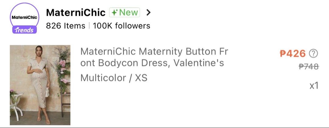 Maternichic Maternity Button Front Bodycon Dress (Category: Dresses) located in Calamba. Submitted by handpickedbynetty (Listing ID 1466611484, Image 3). Description: - Brand: Maternichic - Size: XS - Style: Bodycon midi dress with short sleeves, collared V-neck, and functional front buttons - Material: Multicolor textured fabric - Condition: Preloved, well-loved during pregnancy and ready for a new owner.