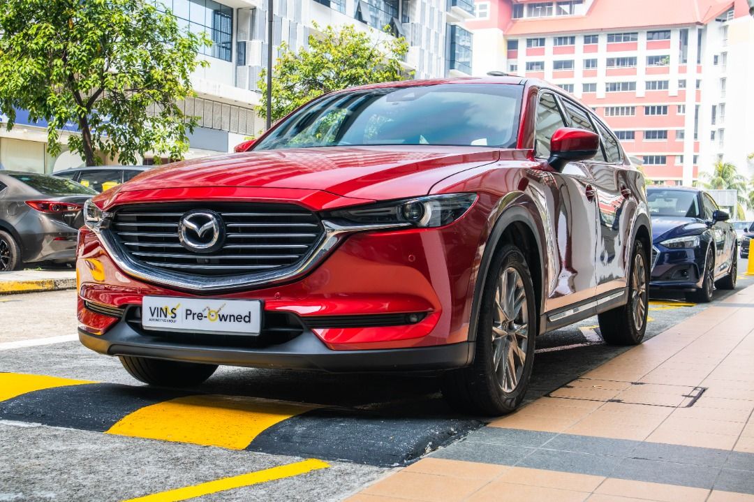 Mazda CX-8 2.5A Elegance 7-Seater Auto (Category: Used Cars) located in Singapore. Submitted by vinsautogroup (Listing ID 1466622827, Image 3). Description: Vehicle Features: Mazda airbags, ABS, powerful and reliable 2.5L 4 cylinder inline 16v DOHC engine producing 191bhp, 6 speed auto, keyless entry/start, Sunroof Accessories: Luxury specs, factory fitted entertainment system, Apple CarPlay, Android Auto, rear aircon, electric seats, heads up di
