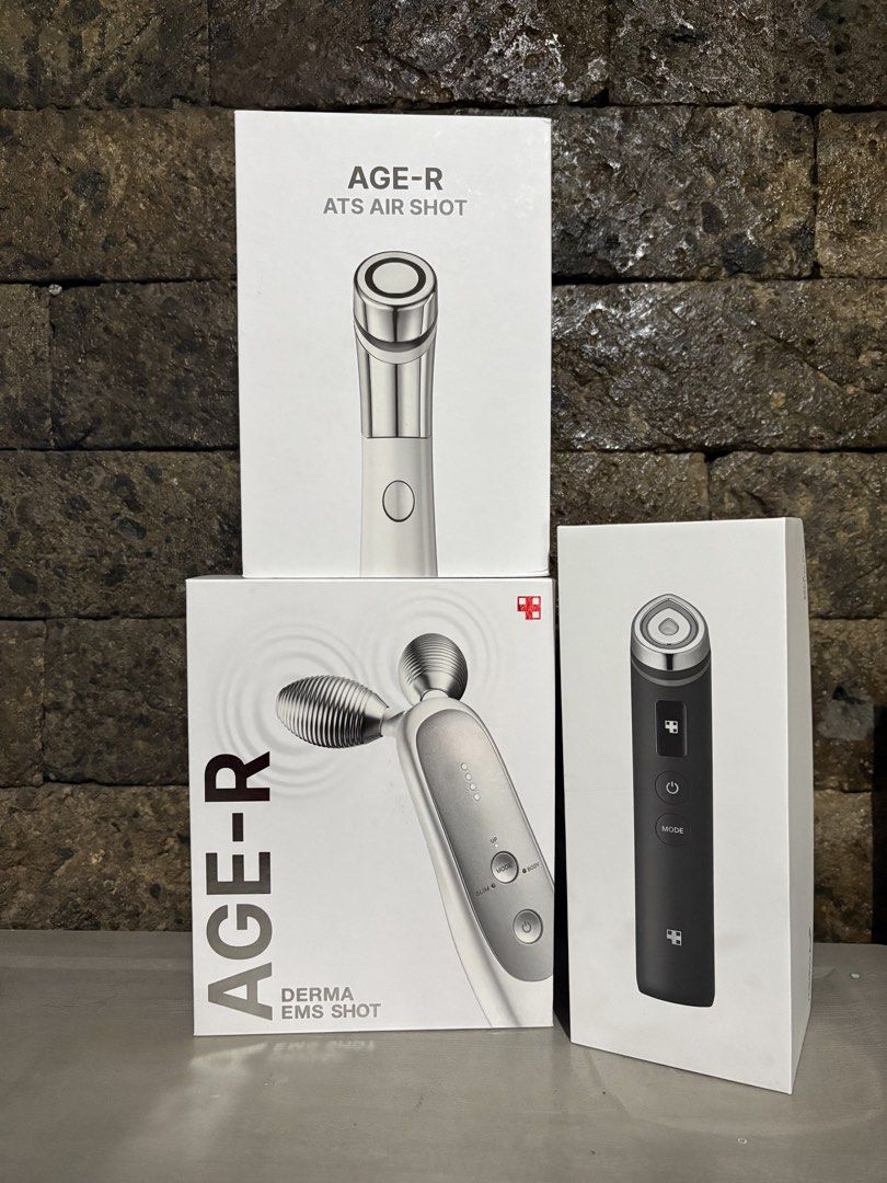 Medicube Age-R Skincare Device (Category: Face Care) located in Marikina City. Submitted by ssantiago98 (Listing ID 1466586750, Image 1). Description: Medicube Booster Pro - 5k ❌SOLD Medicube ATS Airs Shot - 3k Medicube Derma EMS Shot (with stand) - 3k Booster Pro = for everything ATS Air Shot = pores/texture/absorption Derma EMS Shot = lifting/contouring - Complete Medicube Age-R set for an advanced at-home skincare routine - All 3 units are cle