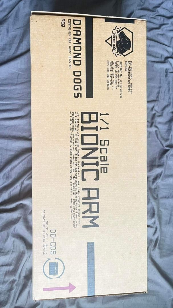 Metal Gear Solid V MGS5 The Phantom Pain 1/1 Scale Bionic Arm (Category: Action & Battle Toys) located in Taguig. Submitted by paradise.collections (Listing ID 1466660538, Image 2). Description: - Official Sentinel 1/1 scale replica of Venom Snake's bionic arm from Metal Gear Solid V: The Phantom Pain - Striking red Diamond Dogs colorway - Fully articulated fingers with high range of motion for custom posing - Includes dedicated display stand - C