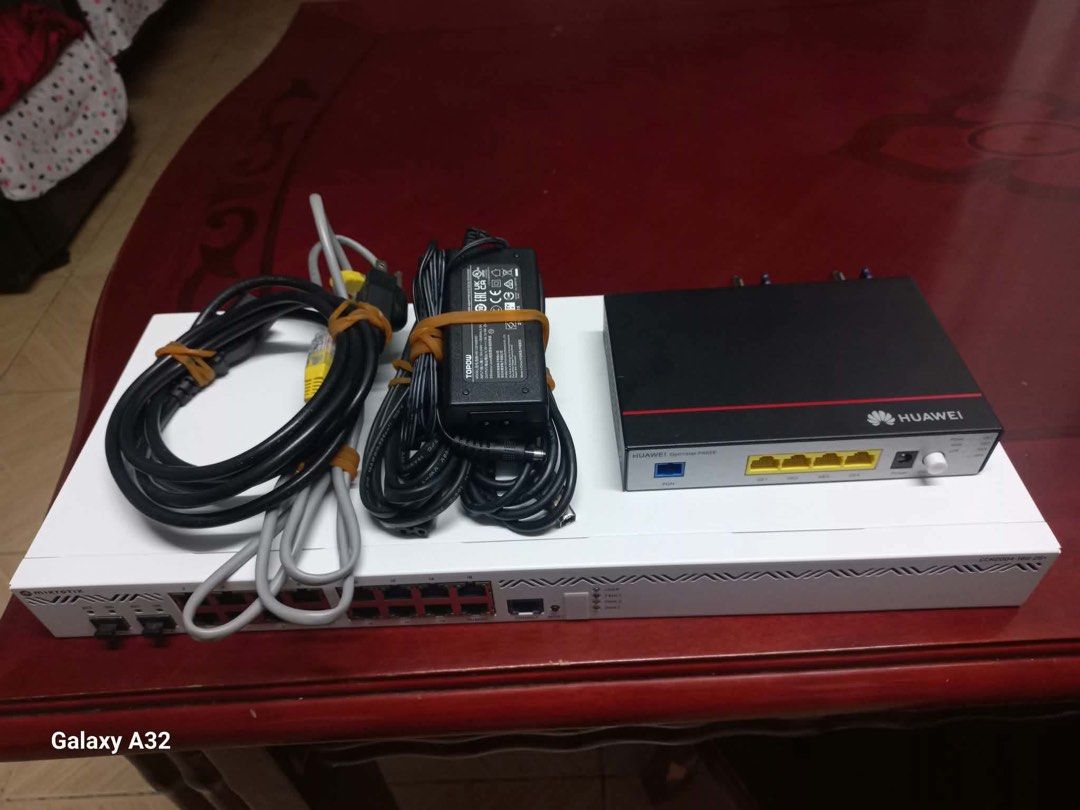 MikroTik CCR2004-16G-2S+ and Huawei GPON Router Bundle (Category: Networking) located in Pasig City. Submitted by jh01116 (Listing ID 1466686595, Image 1). Description: - MikroTik CCR2004-16G-2S+ cloud core router (White) - Huawei OptiXstar P602F GPON ONU included - Features reliable dual power supplies on the back - Comes complete with power adapters and Ethernet cables - Fully functional and ready for deployment.