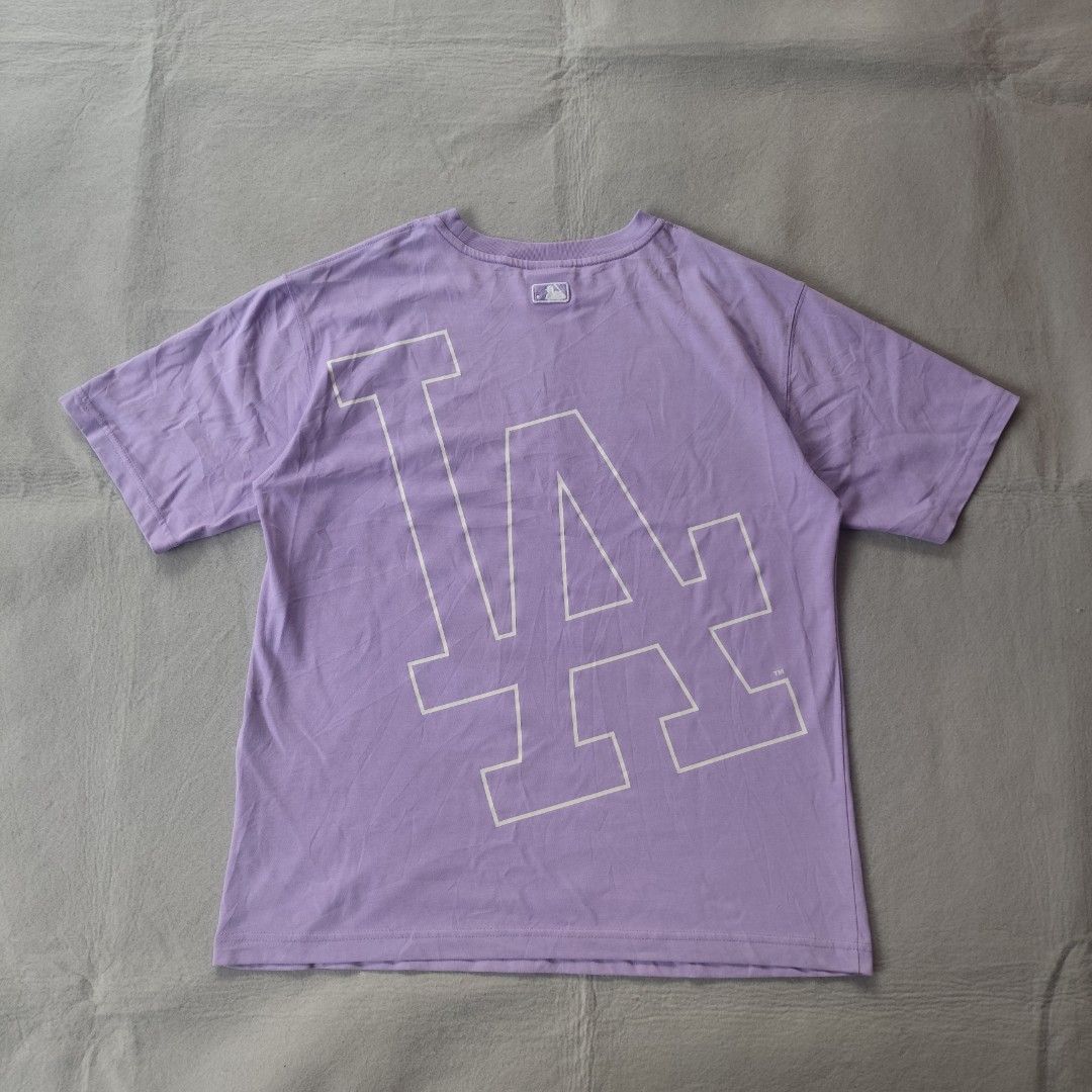 MLB LA Mega Logo Tee Purple (Category: Tshirts & Polo Shirts ) located in Balamban. Submitted by winston.jude (Listing ID 1466670653, Image 1). Description: medium-large width:22.5 length:28 good condition no issues 650+sf🤝.