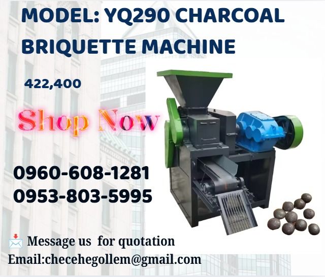 Model: YQ290 Charcoal Briquette Machine (Category: Everything Else Others) located in Caloocan City. Submitted by 09945233960 (Listing ID 1466579925, Image 1). Description: 1. Model: YQ290 2. Roller Diameter: 290 mm 3. Roller Width: 190 mm 4. Capacity: 1-2.5 t/h 5. Motor Power: 5.5 kw 6. Reducer: 350 .