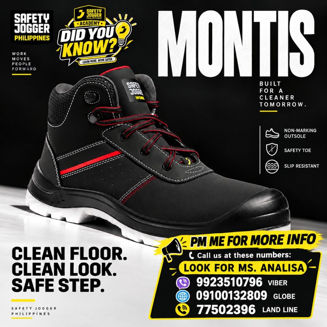 MONTIS SAFETY SHOES (Category: Looking For) located in Paranaque City. Submitted by buynowbilikanow (Listing ID 1466586374, Image 1). Description: ✅ Guaranteed lowest price ✅ Quality products ✅ Big discount for bulk orders ✅ 100% LEGIT TRUSTED SUPPLIER! ✅ With Complete Legal Documents ✅ BIR Registered We Supply All Kinds Of PPE Supplies, Raincoat, Hard Hat, Cooler Box, Plastic Trash Bin, Road Barriers, Kayak Boats, Crystal Kayak, Traffic Cone, T-
