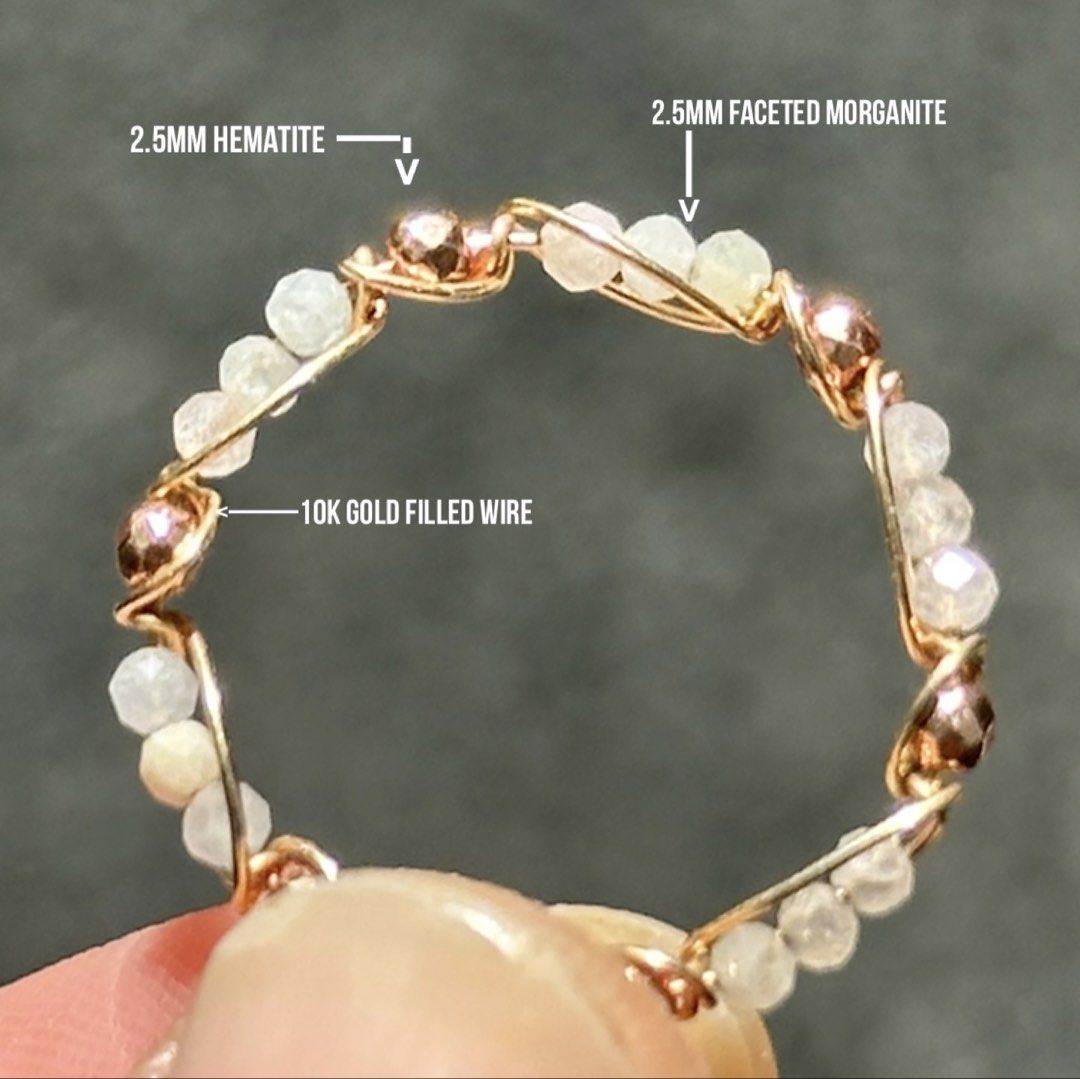 Morganite Ring size 7 10k gold filled (Category: Rings) located in Muntinlupa City. Submitted by alabangbargains (Listing ID 1466604322, Image 1). Description: watch item video here: https://youtube.com/shorts/wSur0ml_1KY?si=EcY1sxzuc6A6nf1L 2.5mm faceted morganite ring with hematite in 10k gold wire handmade oen design size7 unisex mop gcash or bank transfer sf buyer to book their courier and pay for sf.
