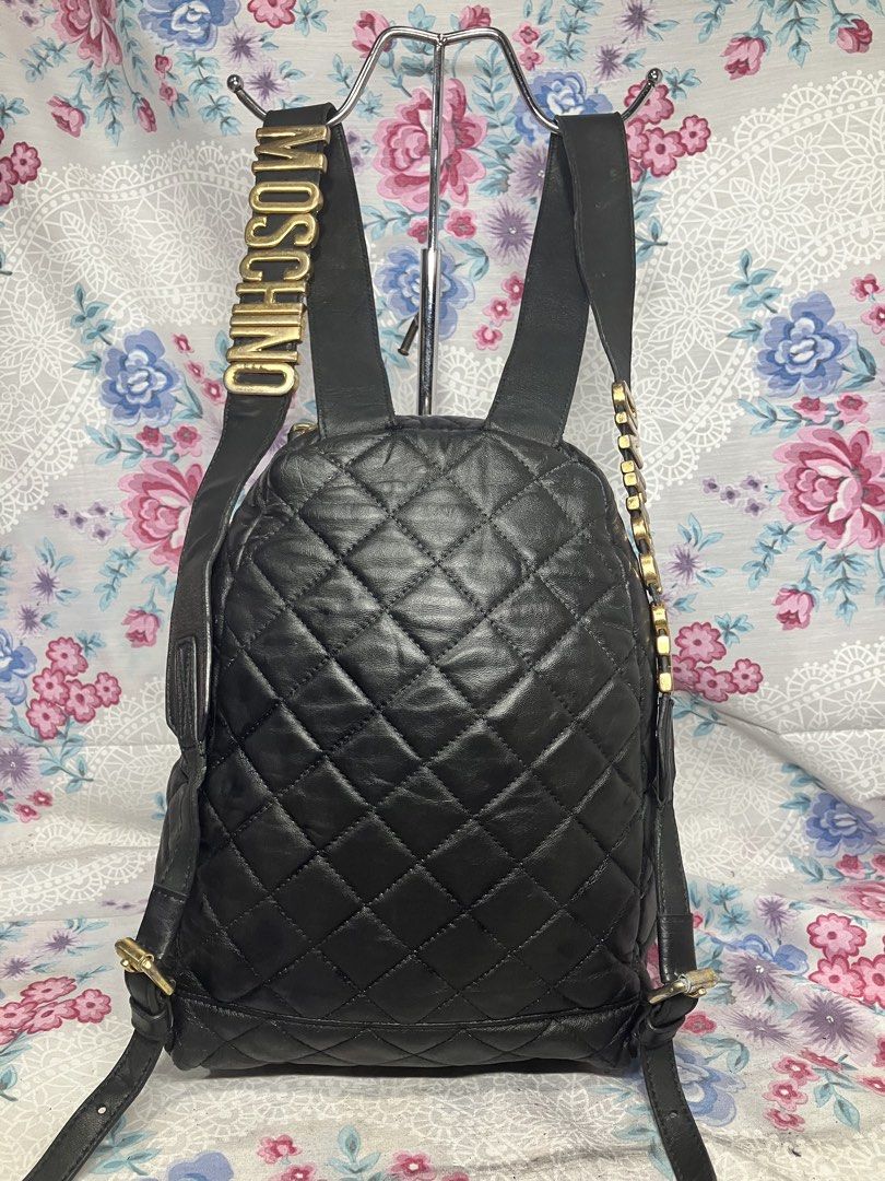MOSCHINO QUILTED LEATHER BACKPACK (Category: Backpacks) located in General Mariano Alvarez. Submitted by adonid (Listing ID 1466571590, Image 3). Description: MOSCHINO QUILTED LEATHER BACKPACK GOOD CONDITION NORMAL SIGN OF USAGE ONLY .