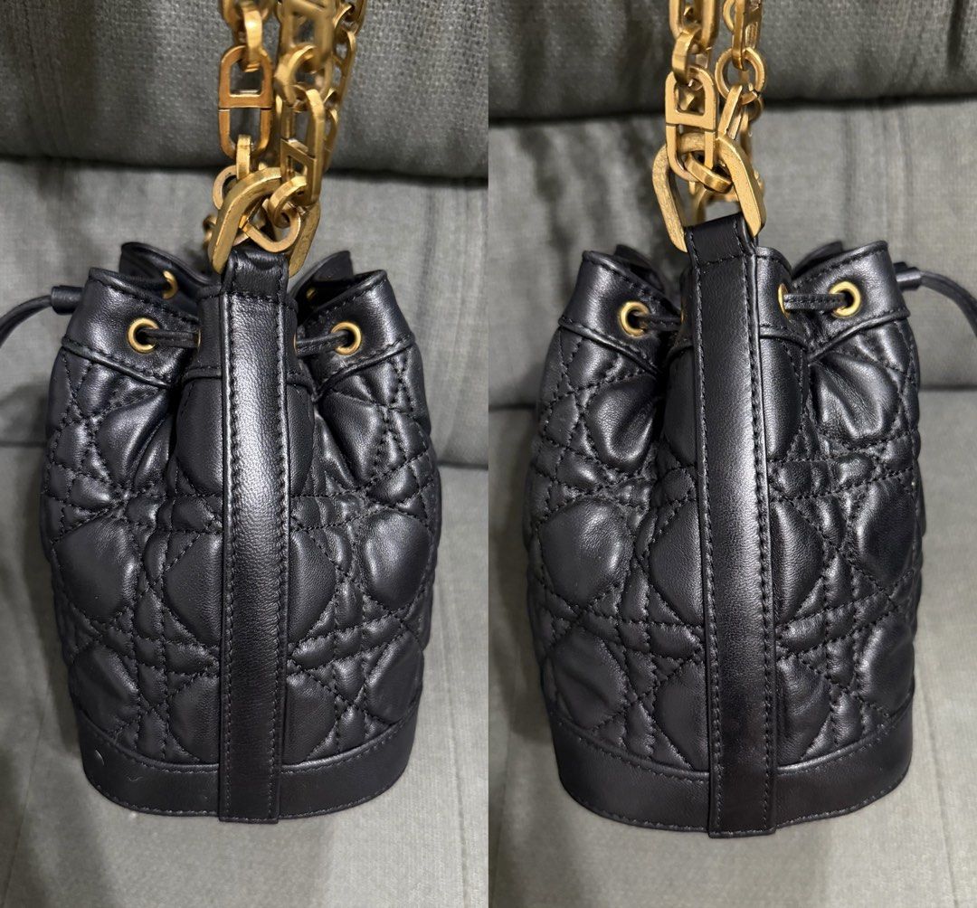 Ms CD Bucket Bag (Category: Shoulder Bags) located in Quezon City. Submitted by chic.bags (Listing ID 1466713646, Image 3). Description: Coded Pure leather Real metal chain With dust bag Like new No issue Actual photo posted Japan preloved Mop: gcash.