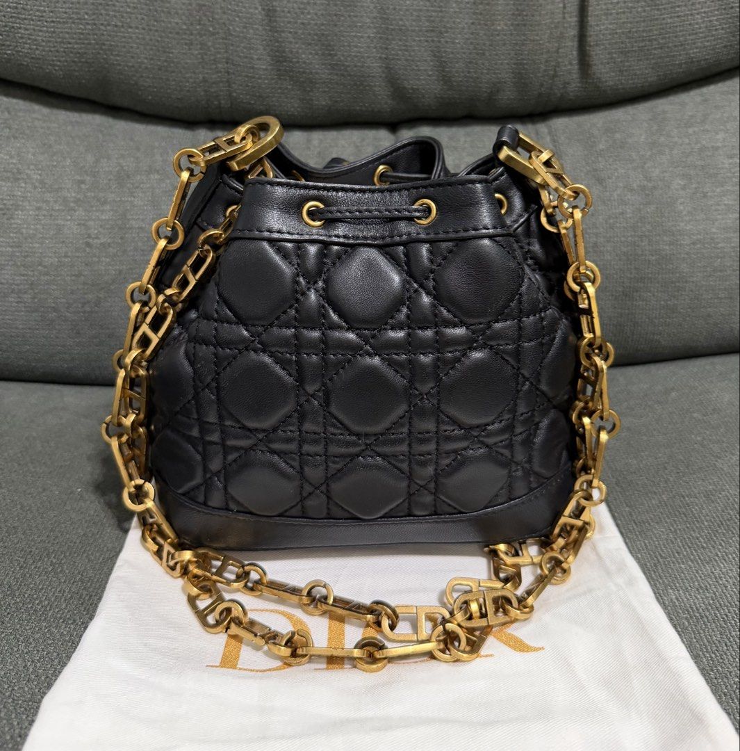 Ms CD Bucket Bag (Category: Shoulder Bags) located in Quezon City. Submitted by chic.bags (Listing ID 1466713646, Image 2). Description: Coded Pure leather Real metal chain With dust bag Like new No issue Actual photo posted Japan preloved Mop: gcash.