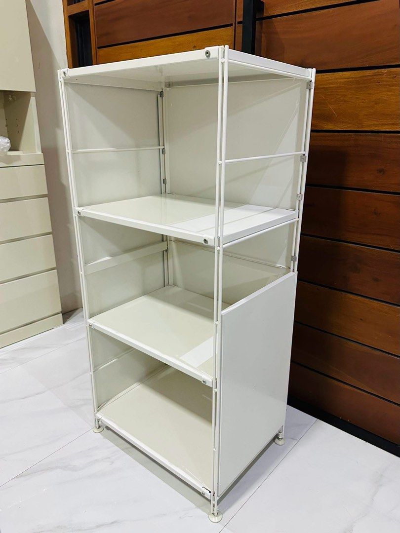 MUJI 4tier Steel Unit Shelf (Category: Shelves, Cabinets & Racks) located in Malabon City. Submitted by sheena1218 (Listing ID 1466771060, Image 2). Description: MUJI 4tier Steel Unit Shelf *adjustable shelves *with side and back steel covers *good condition W22in x D16in x H47in.