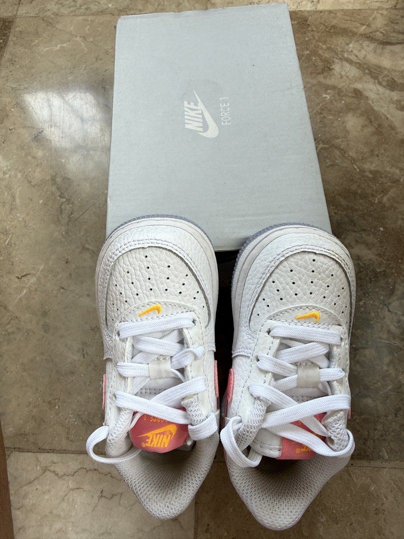 Nike Force 1 Low TD White Coral Chalk (Category: Babies & Kids Fashion) located in Malasiqui. Submitted by happymomma26 (Listing ID 1466565773, Image 2). Description: Nike Force 1 ₱1,800 Barely used. Good as new!.