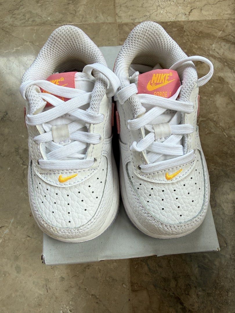 Nike Force 1 Low TD White Coral Chalk (Category: Babies & Kids Fashion) located in Malasiqui. Submitted by happymomma26 (Listing ID 1466565773, Image 1). Description: Nike Force 1 ₱1,800 Barely used. Good as new!.