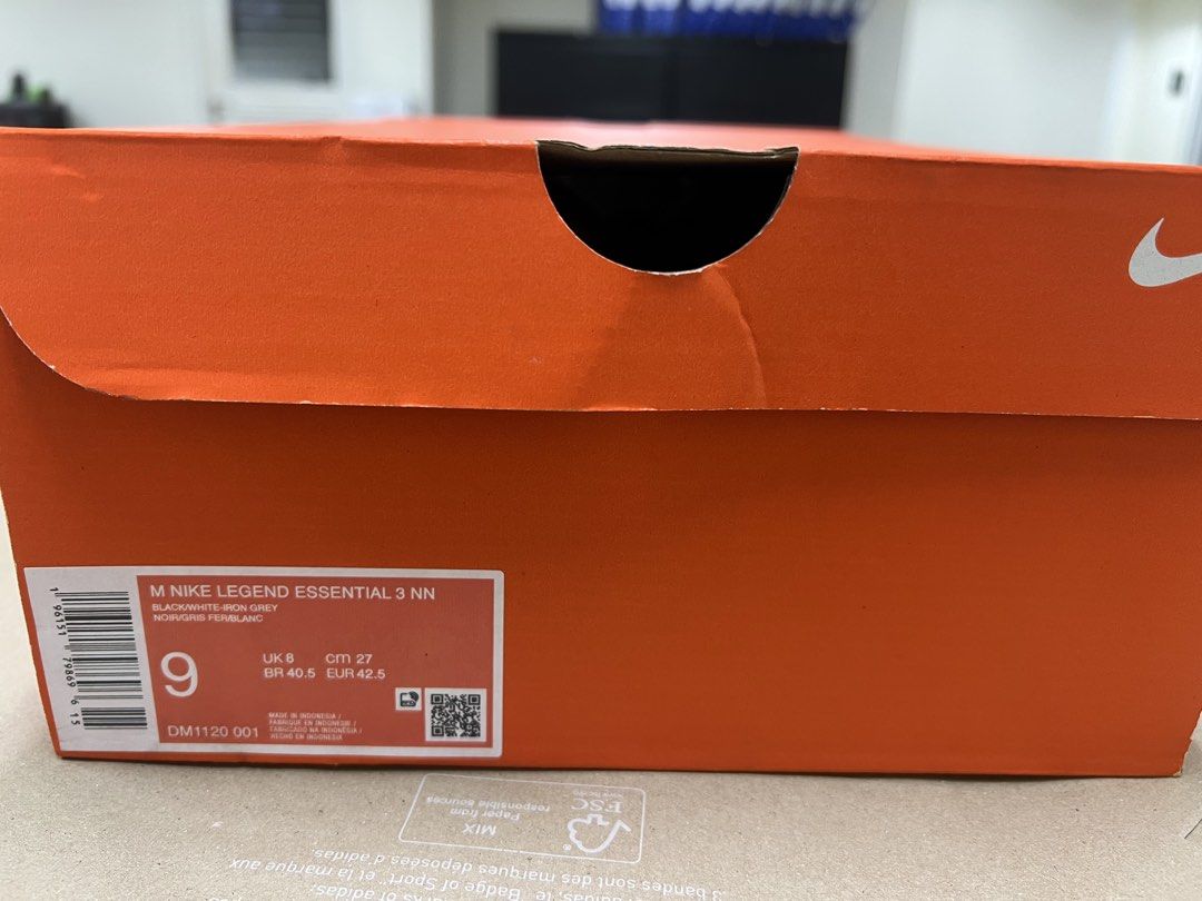 Nike Legend Essential 3 NN Black White Size US 9 (Category: Sneakers) located in Manila. Submitted by aurellanak20802 (Listing ID 1466584814, Image 1). Description: - Model: Nike Legend Essential 3 NN - Colorway: Black, White, and Iron Grey accents - Size: US 9 / UK 8 / EUR 42.5 (27 cm) - Condition: Brand new, deadstock with original box - Features: Breathable mesh upper, supportive sole with excellent grip - Perfect for gym workouts and everyday