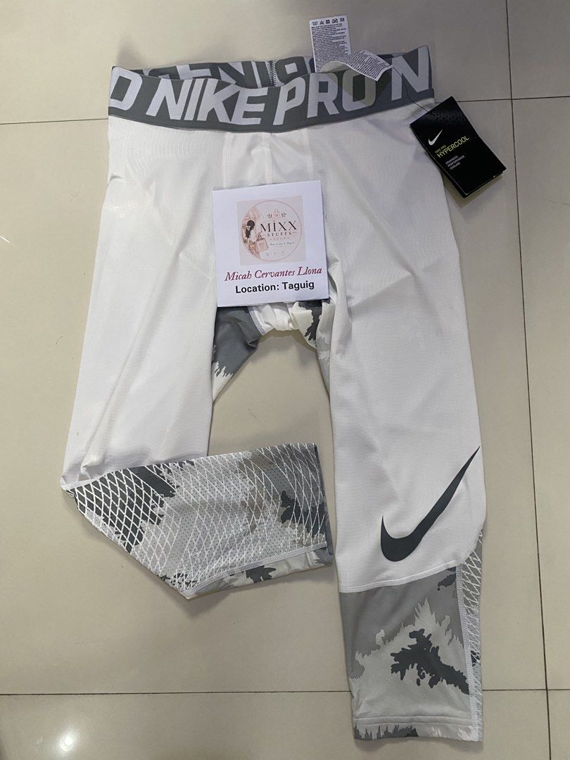 Nike Pro Hypercool 3/4 Tights White Camo (Category: Activewear) located in Taguig. Submitted by mixxstuffsshop (Listing ID 1466698815, Image 2). Description: 👉ORIGINAL BRANDNEW Nike Pro Hyperwarm / Hypercool Printed 3/4 Training Tights for Men 👉PRICE: 1,000 👉Size : Medium / L: 27 inches/ W: 26"-30" Stretch 👉Location: Central Signal Village Taguig.