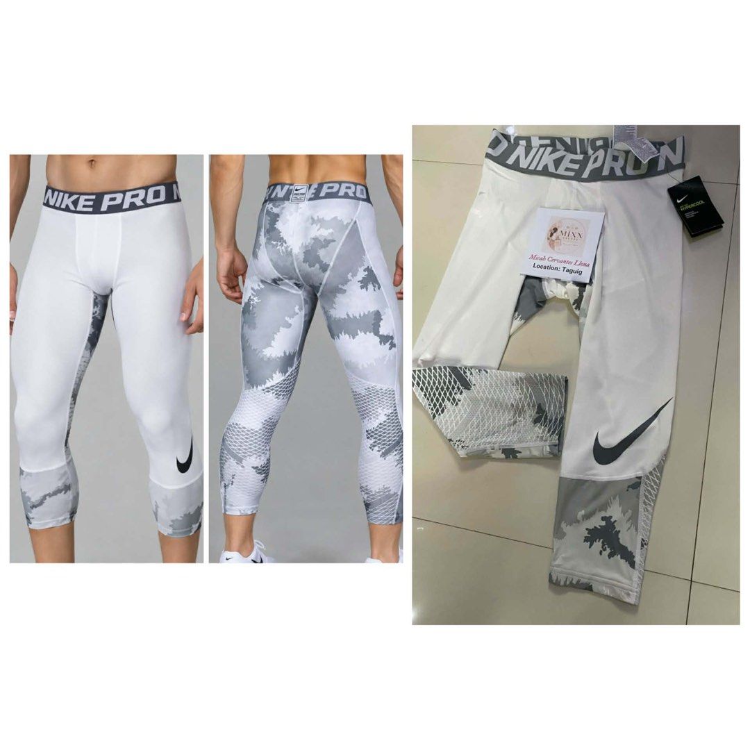 Nike Pro Hypercool 3/4 Tights White Camo (Category: Activewear) located in Taguig. Submitted by mixxstuffsshop (Listing ID 1466698815, Image 1). Description: 👉ORIGINAL BRANDNEW Nike Pro Hyperwarm / Hypercool Printed 3/4 Training Tights for Men 👉PRICE: 1,000 👉Size : Medium / L: 27 inches/ W: 26"-30" Stretch 👉Location: Central Signal Village Taguig.
