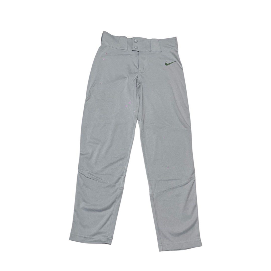 Nike Team Engineered Grey Baseball Pants Size L (Category: Joggers) located in Baguio. Submitted by find_found001 (Listing ID 1466711012, Image 1). Description: - Brand: Nike (Team Engineered) - Color: Grey - Size: Large (tag attached) - Material: 100% polyester, made in Vietnam - Features: Embroidered swoosh logo near pocket, button closure, zipped fly - Fit: Standard athletic fit - Condition: Brand new with tags, ideal for games or practice.