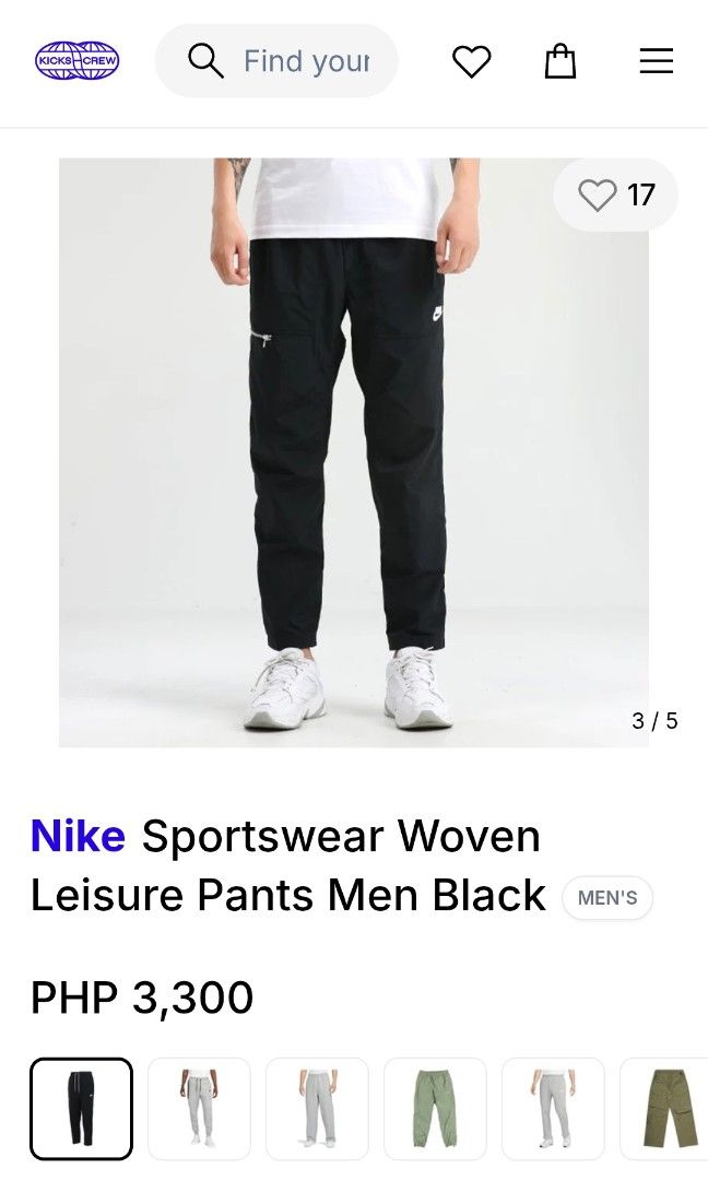 NIKE WOVEN LEISURE PANTS (freeshipping) (Category: Activewear) located in Quezon City. Submitted by gyl-stop (Listing ID 1466718314, Image 2). Description: free shipping 32-38 x 39 very good cond cr: 9.5/10 issue: hairline sa logo.