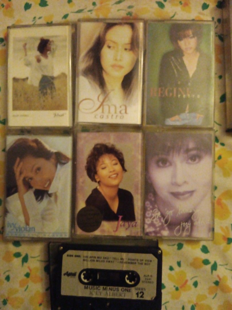 OPM cassette tapes (Category: CDs & DVDs) located in Lucena. Submitted by miles.miles1 (Listing ID 1466688662, Image 1). Description: - Bundle of 7 classic OPM cassette tapes - Features iconic artists: Regine Velasquez, Jaya, Joey Albert, Ivy Violan, Ima Castro, and more - Includes 1 special music minus one tape by Joey Albert - Cases exhibit minor storage wear due to age - Ideal for retro music collectors and 90s OPM fans 35 pesos each 175 pesos