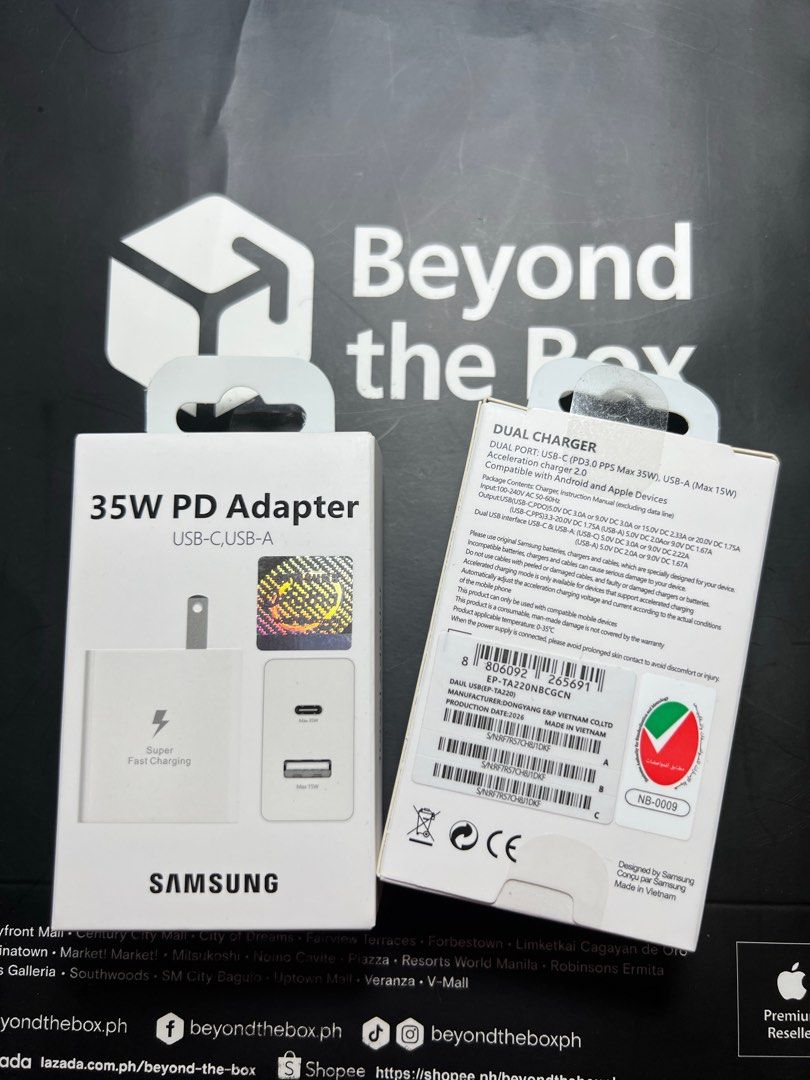 Original Samsung 35w Power Adapter-sealed (Category: Cables & Adaptors) located in Manila. Submitted by jmph_ (Listing ID 1466736492, Image 2). Description: Original Samsung 35W Power Adapter ✔️ Original Samsung ✔️ 35W Fast Charging ✔️ Available in Black & White ✔️ Compact and convenient for everyday use ✔️ Perfect for smartphones, tablets, and other compatible devices ✔️ Reliable for home, office, or travel use 📦 Brand New & Sealed 📩 PM for or