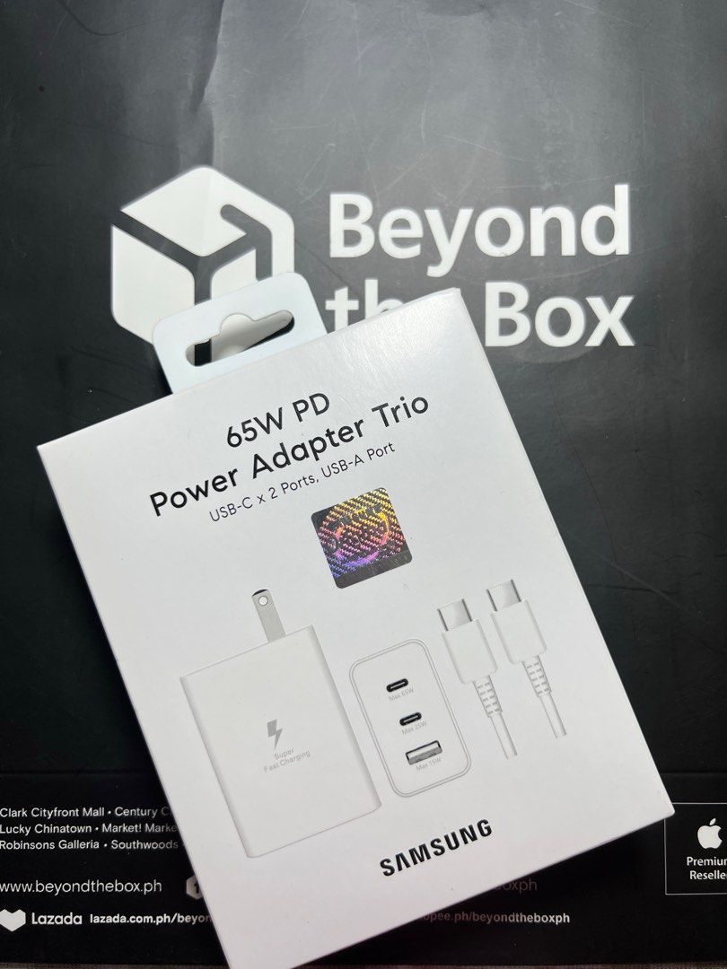 Original Samsung 65W Charger Set-White (Category: Chargers) located in Manila. Submitted by jmph_ (Listing ID 1466740808, Image 1). Description: Original Samsung 65W Charger Set ✔️ Original Samsung ✔️ 65W Fast Charging ✔️ Charger adapter + cable ✔️ Type-C connection ✔️ Perfect for compatible Samsung phones, tablets, laptops, and other Type-C devices ✔️ Fast, reliable, and convenient for everyday use 📦 Brand New & Ready to Use 📩 PM for orders an