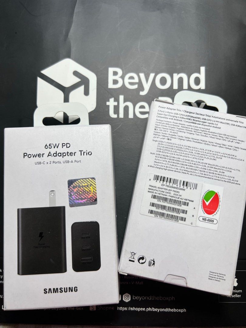 Original Samsung 65W Power Adapter’s (Category: Cables & Adaptors) located in Manila. Submitted by jmph_ (Listing ID 1466736021, Image 2). Description: Original Samsung 65W Power Adapter ✔️ 65W Fast Charging ✔️ Original Samsung ✔️ USB-C Power Adapter ✔️ White & Black colors available ✔️ Perfect for compatible Samsung phones, tablets, laptops, and other USB-C devices ✔️ Compact and convenient for everyday use 📦 Brand New & Ready to Use 📩 PM for 
