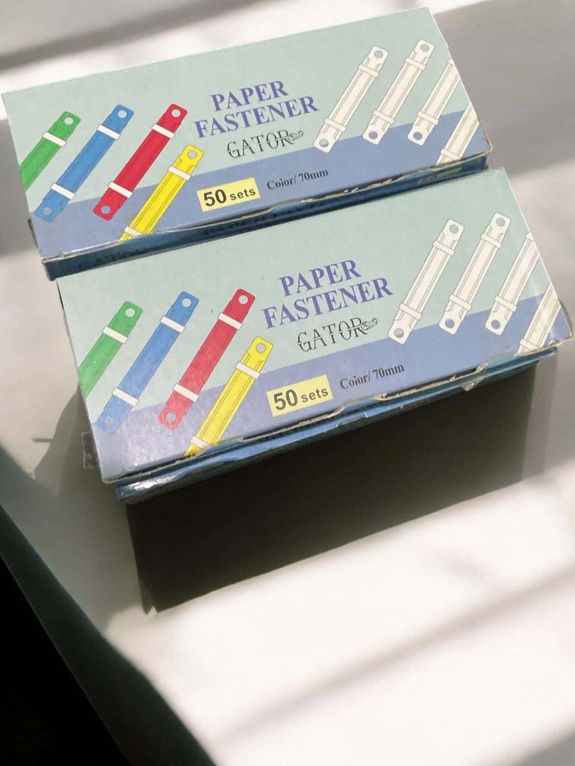Package Sale-office supply bundle (Category: Stationery & School Supplies) located in General Trias. Submitted by scat2026 (Listing ID 1466584289, Image 1). Description: Office supply bundle containing multiple boxes of Gator paper fasteners and paper clips, plus Epson and Fullmark printer ribbon cartridges. Model ERC-38B included. Useful for office work, document organization, and receipt printers. All items unopened in original packaging..