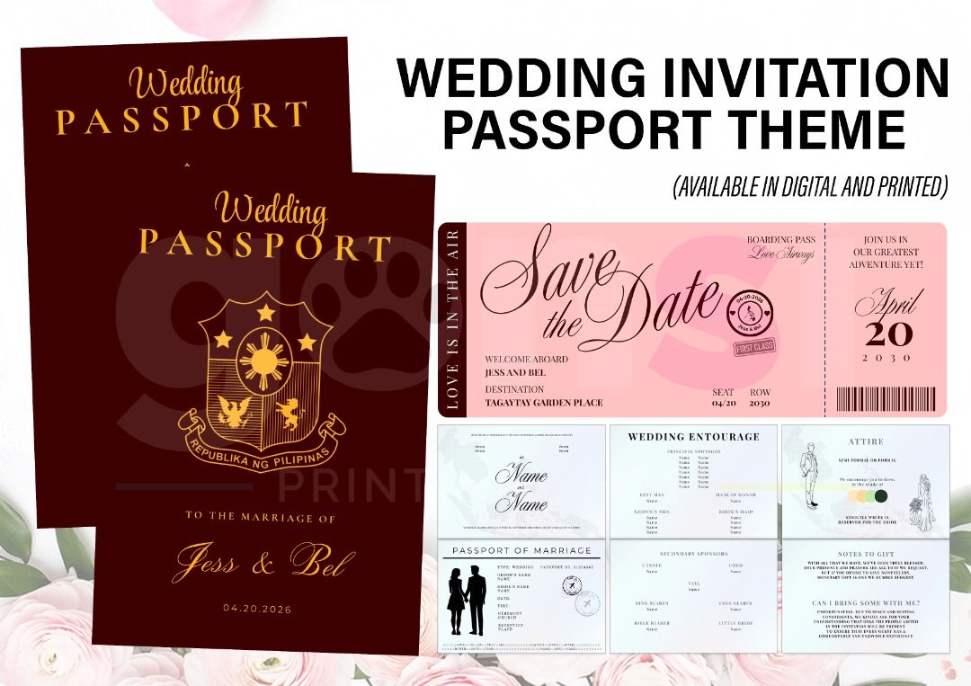 Passport Theme - Wedding E-Invitation (Editable in Canva) (Category: Art & Prints) located in Caloocan City. Submitted by gonsiprintingph (Listing ID 1466578804, Image 3). Description: .