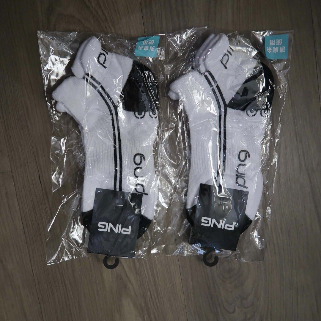 Ping Line Ankle Socks Black White 2 Pairs (Category: Socks) located in Manila. Submitted by gentlewind_62f064 (Listing ID 1466745281, Image 2). Description: - Brand: Ping - Quantity: 2 pairs (1 white, 1 black) - Size: 22 to 24 - Condition: Brand new, unopened in original plastic packaging with tags attached - Special Feature: Deodorizing yarn - Ideal for: Daily sports and golf outings.