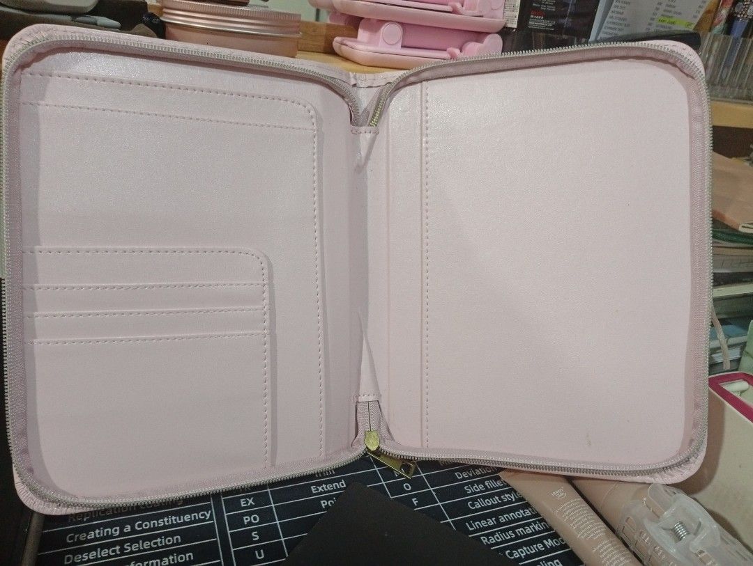 Pink Inspirational Quote Planner Organizer Notebook (Category: Stationery & School Supplies) located in Quezon City. Submitted by bownee.free (Listing ID 1466772160, Image 2). Description: - Color: Pastel pink with elegant gold foil lettering - Quote: "She believed she could, so she did" - Closure: Secure full-zip around in gold - Interior: Includes card slots, slip pockets, and a notebook insert - Use: Ideal for journaling, school, or work organ