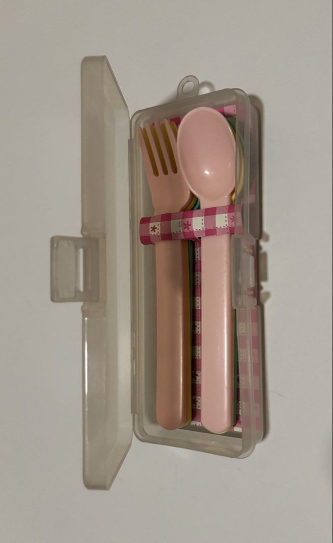 Plastic Picnic Spoon Fork Set of 3 with Case Pink (Category: Dinnerware & Cutlery) located in Quezon City. Submitted by leahs.stuff (Listing ID 1466568372, Image 2). Description: Item: Plastic picnic spoon and fork set of 3 with clear storage case - Colors: Pastel pink, yellow, green - Dimensions: Approximately 7 inches long - Origin: Made in Vietnam - Best for: School lunches, office meals, and picnics - Features: Easy to pack, hygienic, and tra